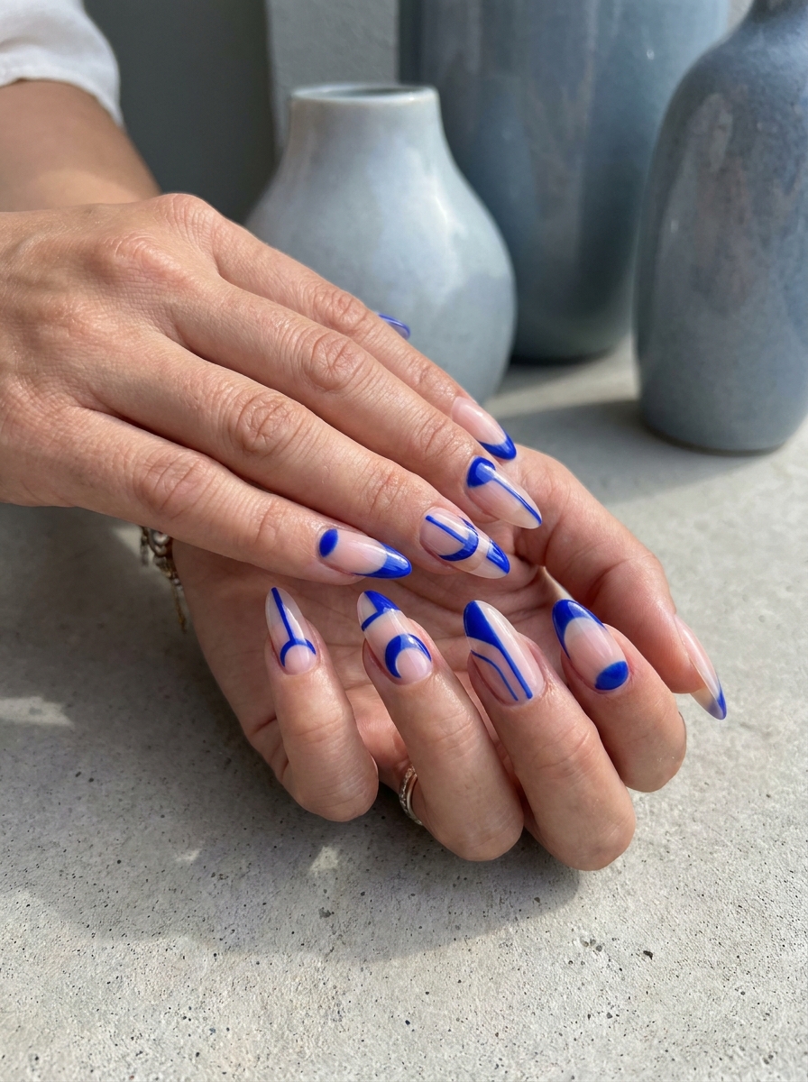 Cobalt Negative-Space Nails